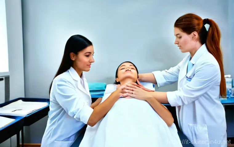 피부관리사의 경력 인증 절차 소개 - **Prompt:** A vibrant, well-lit classroom in a modern Italian esthetics school. A diverse group of y...