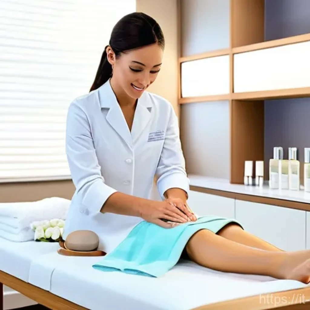 피부관리사로 창업 준비하기 - **Modern Aesthetic Clinic - Professional Treatment:** A highly skilled female aesthetician, wearing ...