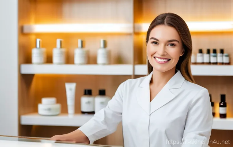 피부관리사의 개인 브랜드 구축 전략 - **Prompt:** A vibrant, professional female aesthetician, aged 30-40, with a warm, inviting smile, st...