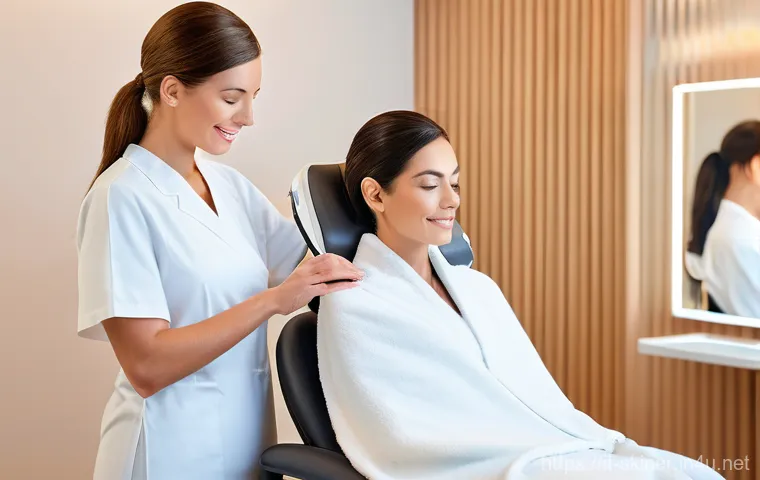 피부관리사의 도전 과제와 극복 사례 - **Esthetician Creating Engaging Social Media Content:**
    "A vibrant female esthetician, in her la...