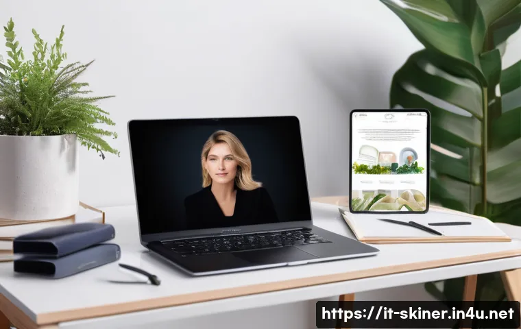 피부관리사 학습 자료 추천 - A modern Italian beauty professional&rsquo;s home study setup featuring a sleek laptop displaying an onlin...