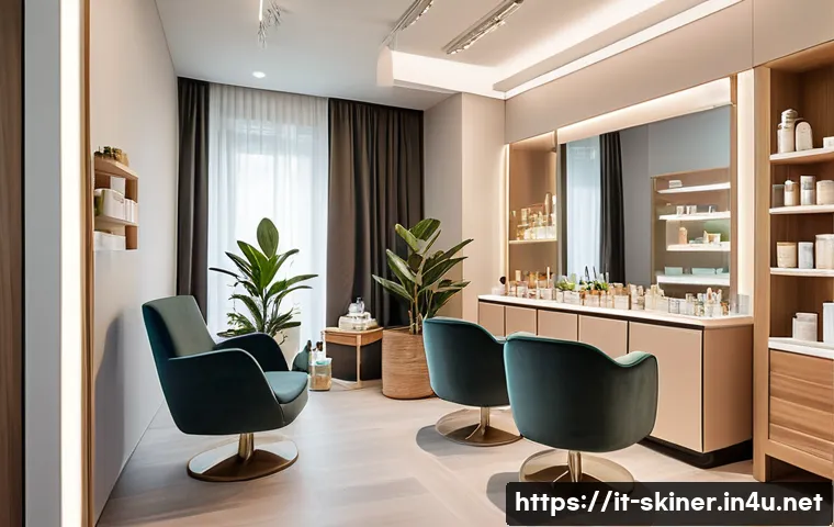 피부관리 고객 응대 실전 팁 - A warm and inviting skincare consultation room inside a modern Italian beauty center, featuring soft...