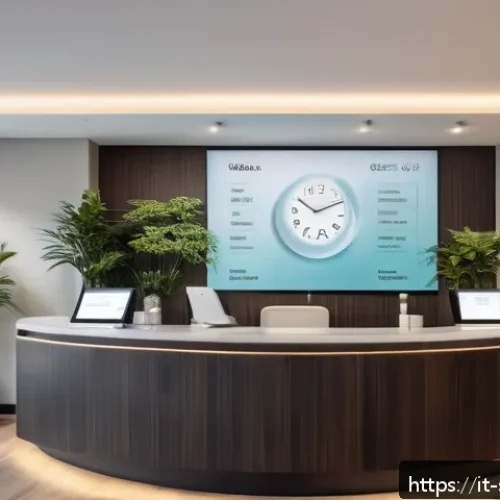 Home 31 피부관리사의 시간표 관리법 - A modern beauty salon interior showcasing a well-organized digital appointment management system on ...