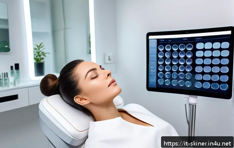 피부관리 클리닉의 성공 운영 사례 - A modern beauty clinic treatment room featuring advanced aesthetic equipment such as diode lasers, r...