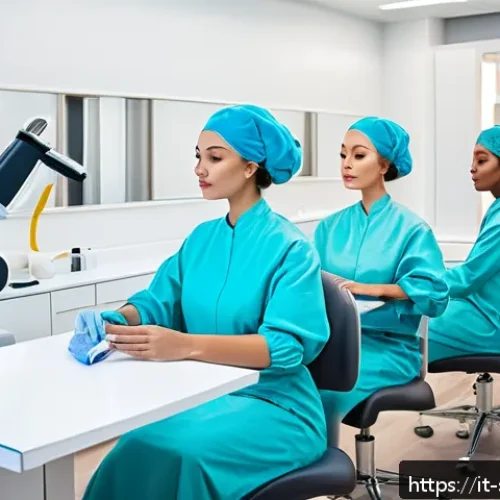 Home 17 피부관리사 학원과 온라인 강의 비교 - A modern classroom scene in a professional Italian beauty institute, featuring diverse students prac...