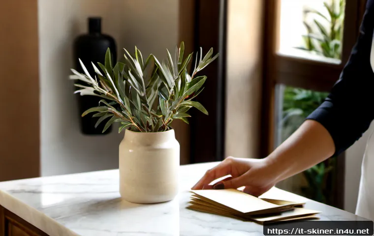 피부관리사로서의 명함 제작 및 네트워킹 - Photorealistic Italian skincare esthetician creating elegant business cards in a sunlit Milan beauty...